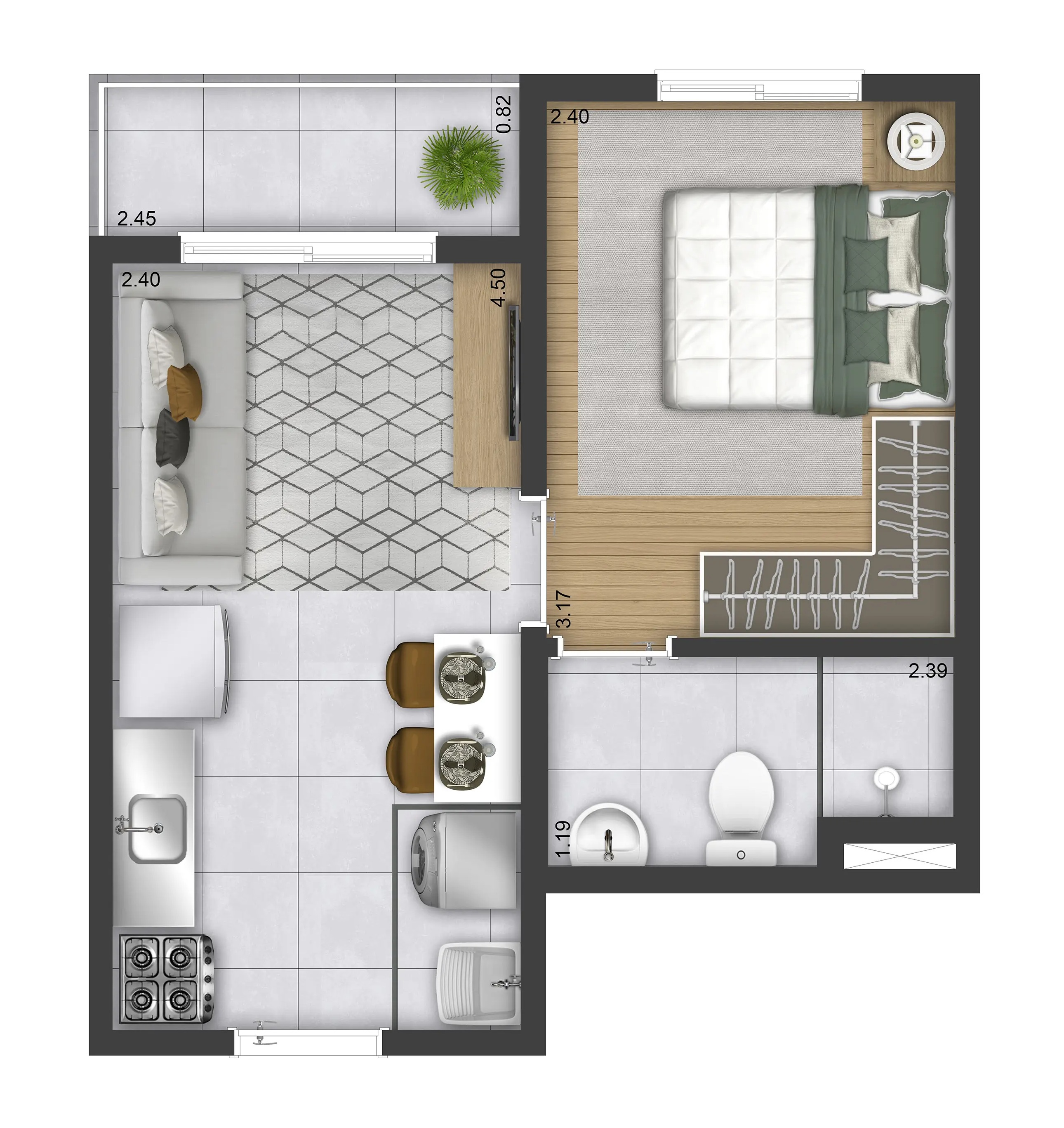 Planta 1 Dorm. - Torre A (Final 5) - 27,27m²